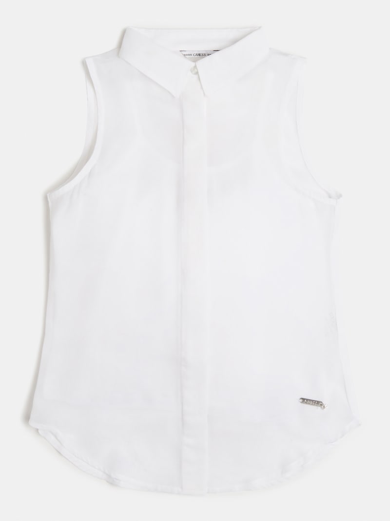 white chiffon sleeveless top