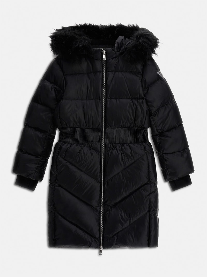 Long down jacket with faux clearance fur guess