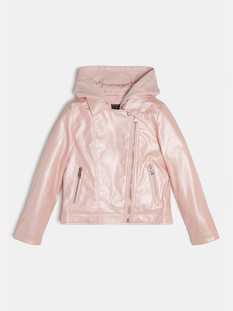 Guess pink leather jacket clearance