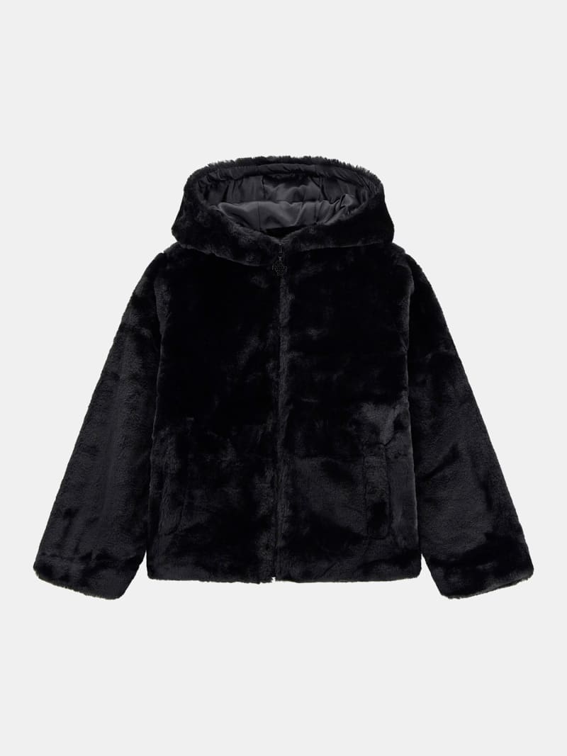 Guess black fur jacket store
