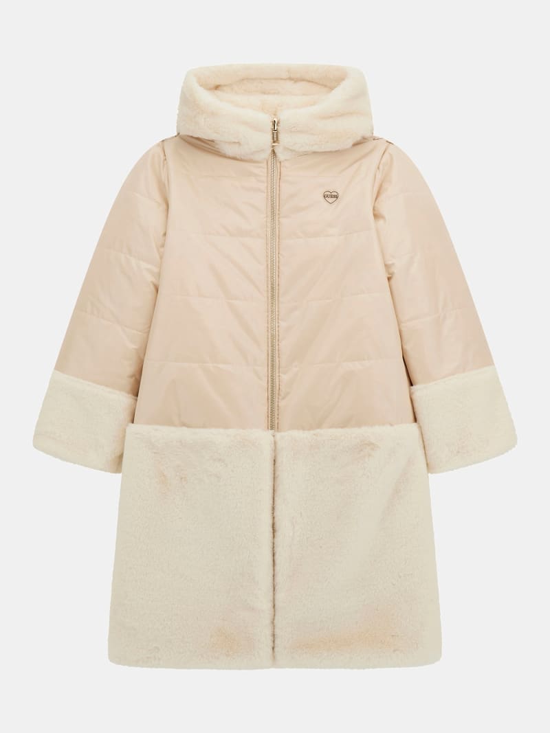 GUESS Kids Piumino reversibile pelliccia sintetica e nylon Bambina