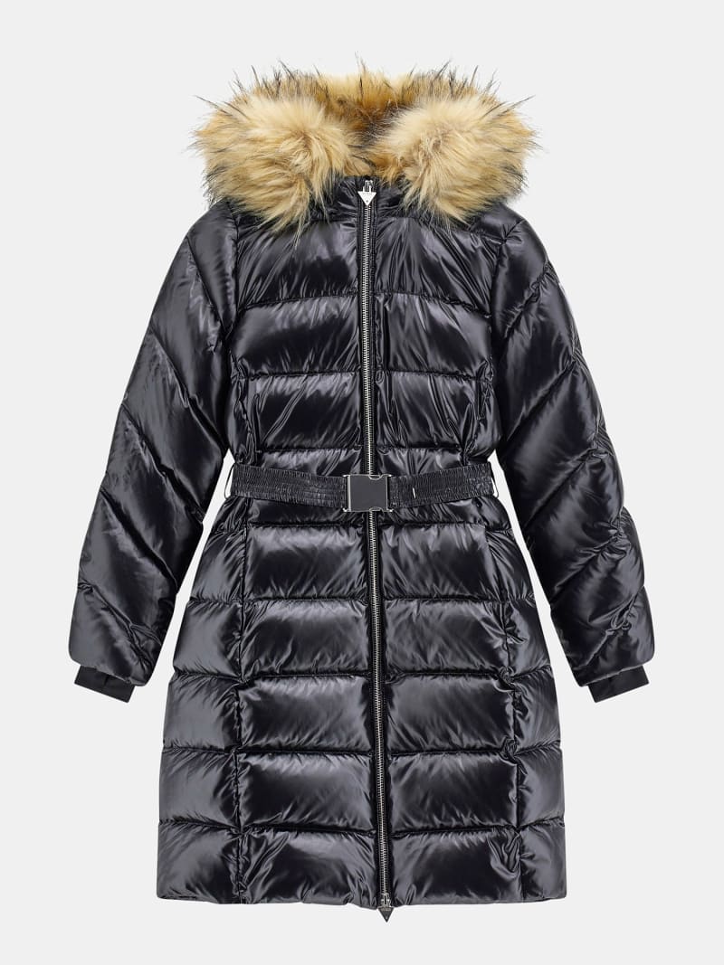 Quilted nylon and faux fur puffer shop