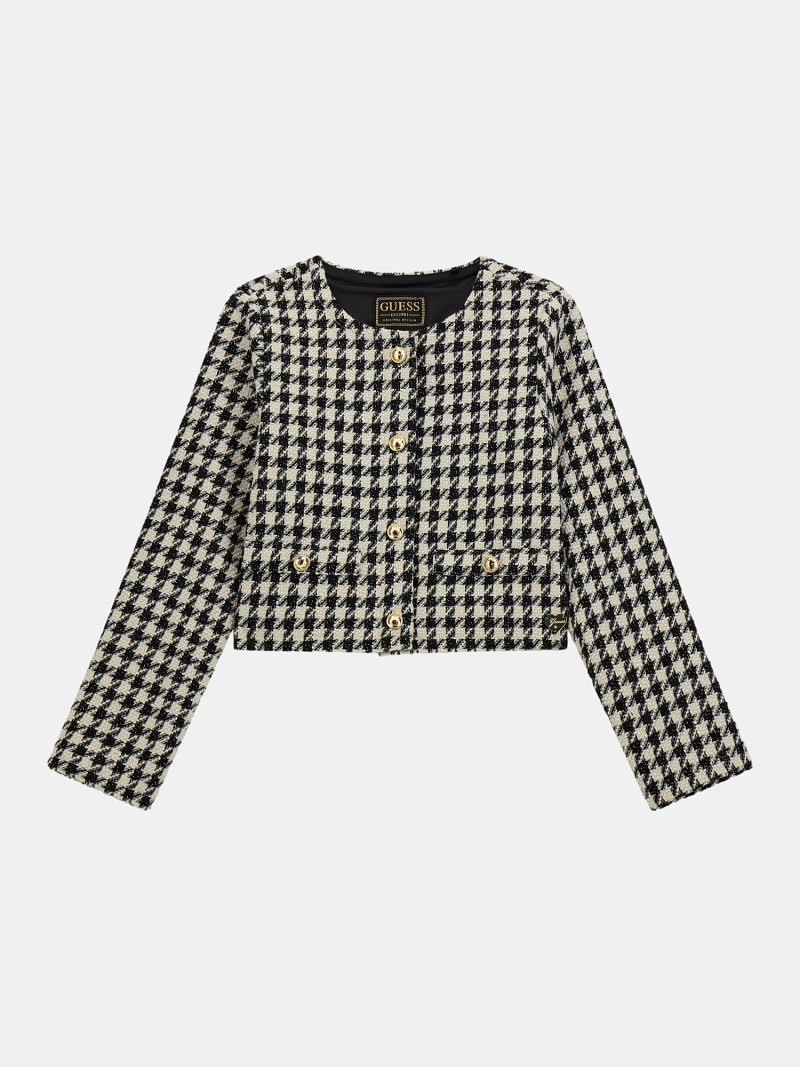 Womens black and white tweed blazer 2025