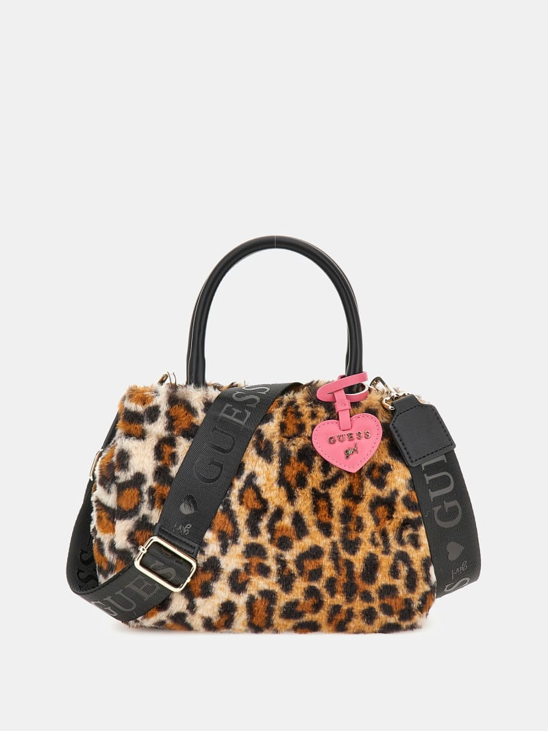 Faux fur mini leopard bag