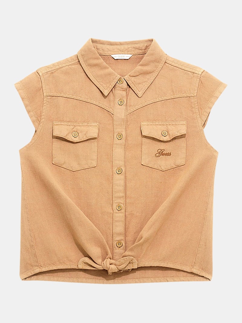 Tan guess shirt deals