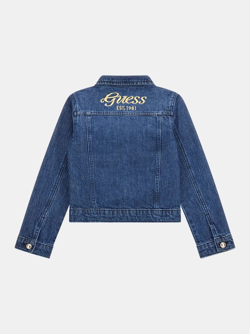 Guess denim jacket logo on back top