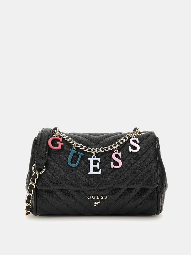 Chain lattering logo crossbody bag