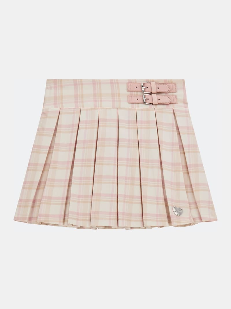 Pink plaid pleated mini skirt cheap