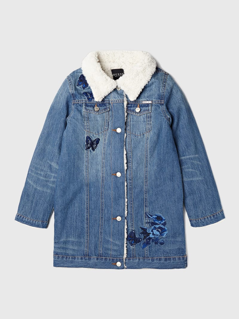 guess faux fur denim jacket