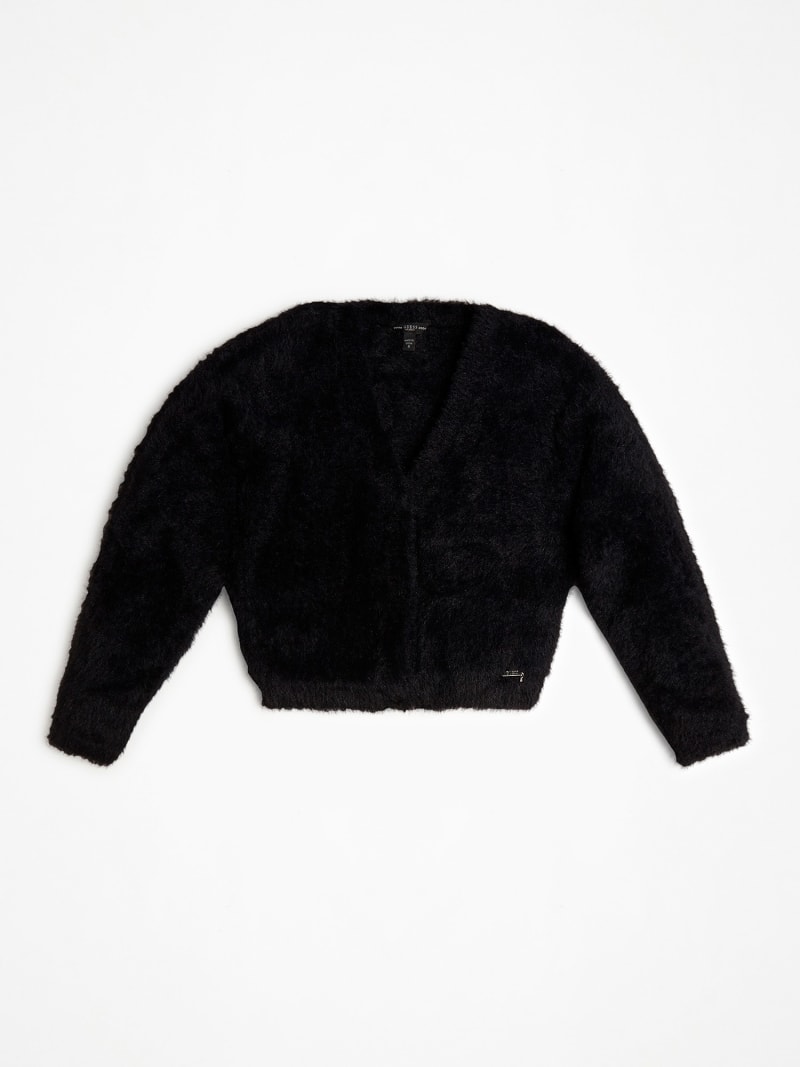 black faux fur cardigan