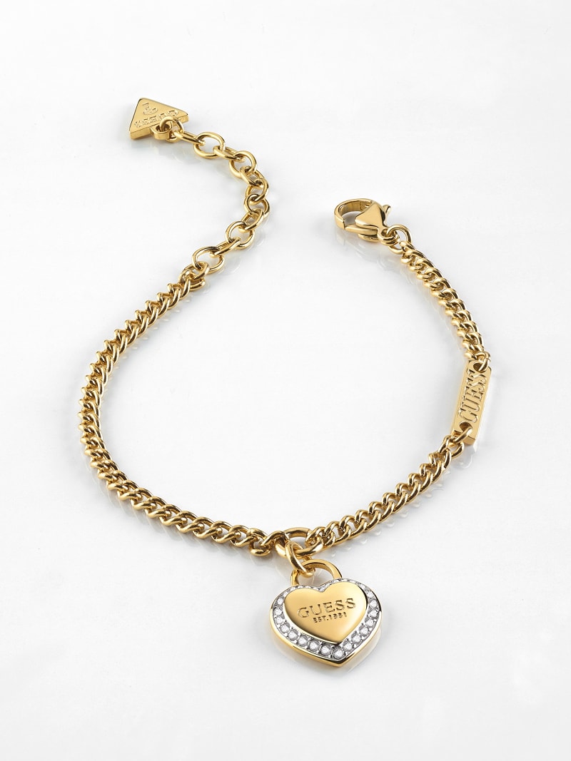 Crystal Heart Cubic Zirconia Charm Boot Bracelet Chain Adjustable 16 Inch 