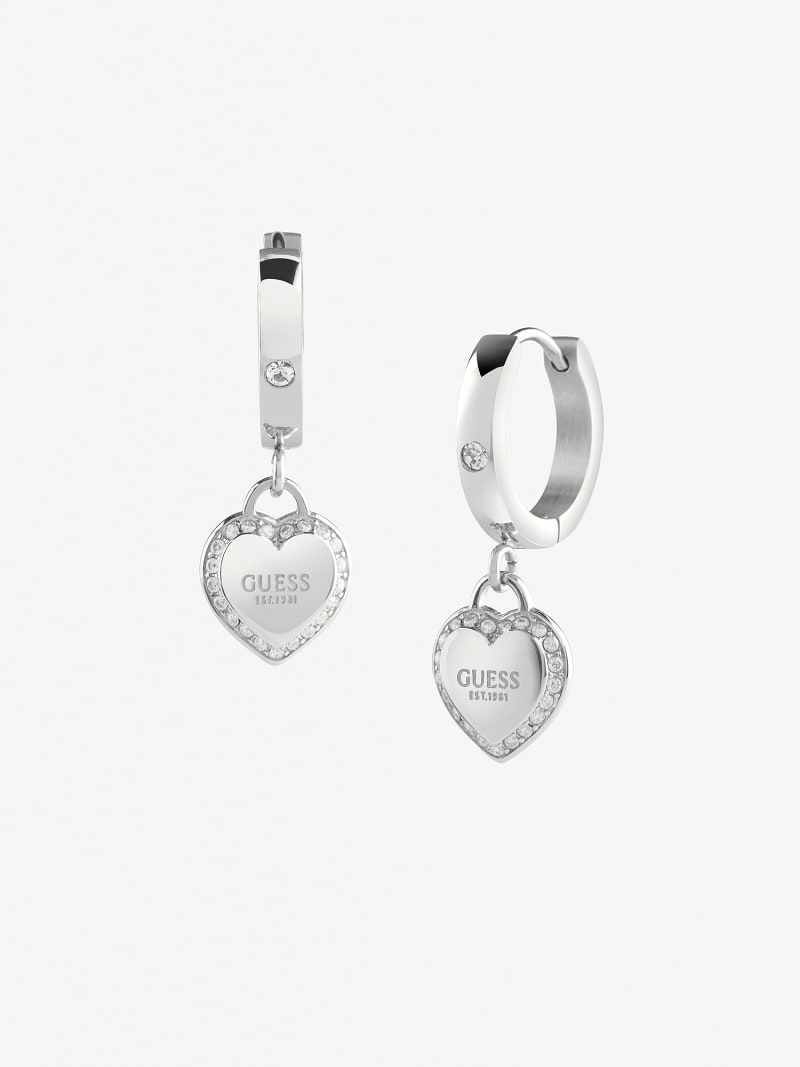 Guess silver heart earrings new arrivals