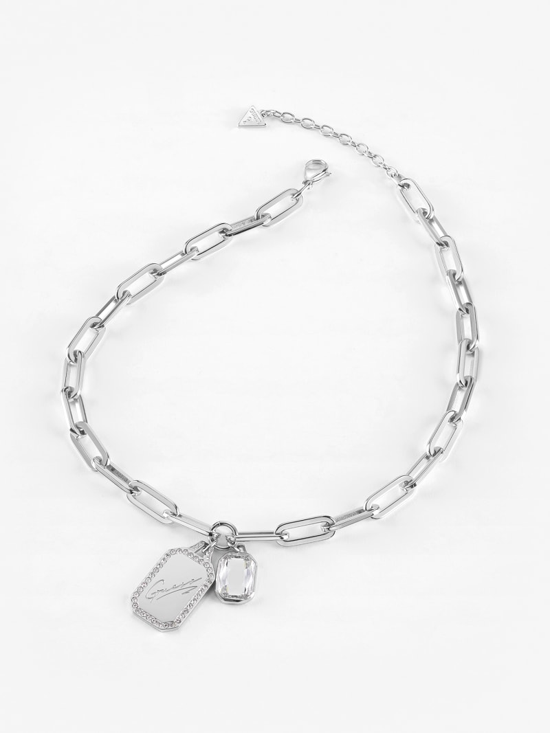 Crystal Tag Necklace Guess Official Online Store