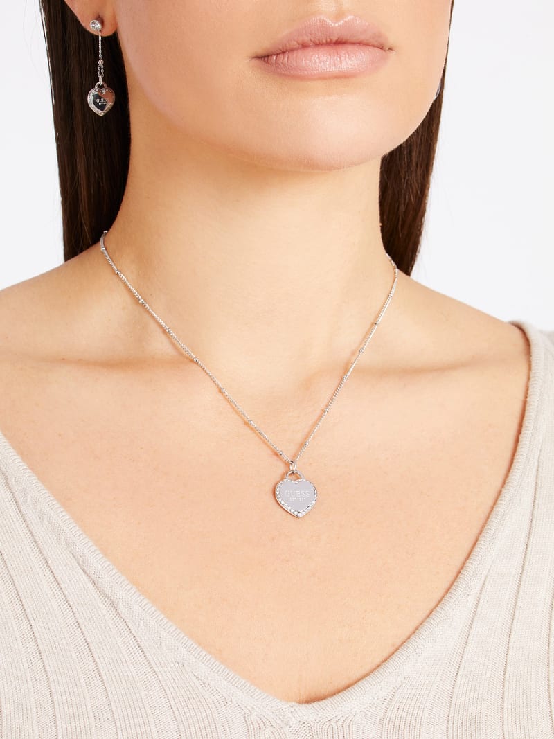 Guess heart necklace silver sale