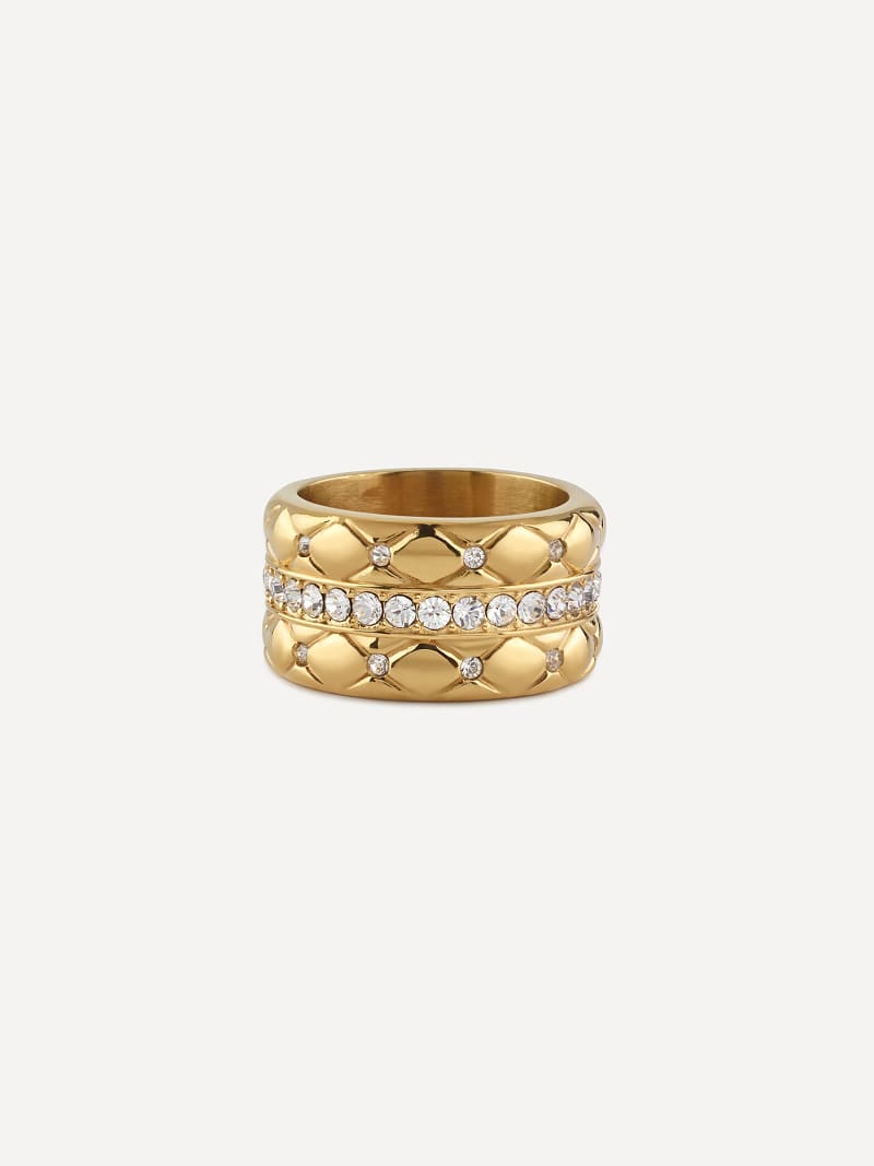 Bague GUESS Pour Femme En Acier Inoxydable Doré - Avec Cristaux - Taille 56 - Modèle JUBR05379JWYG56