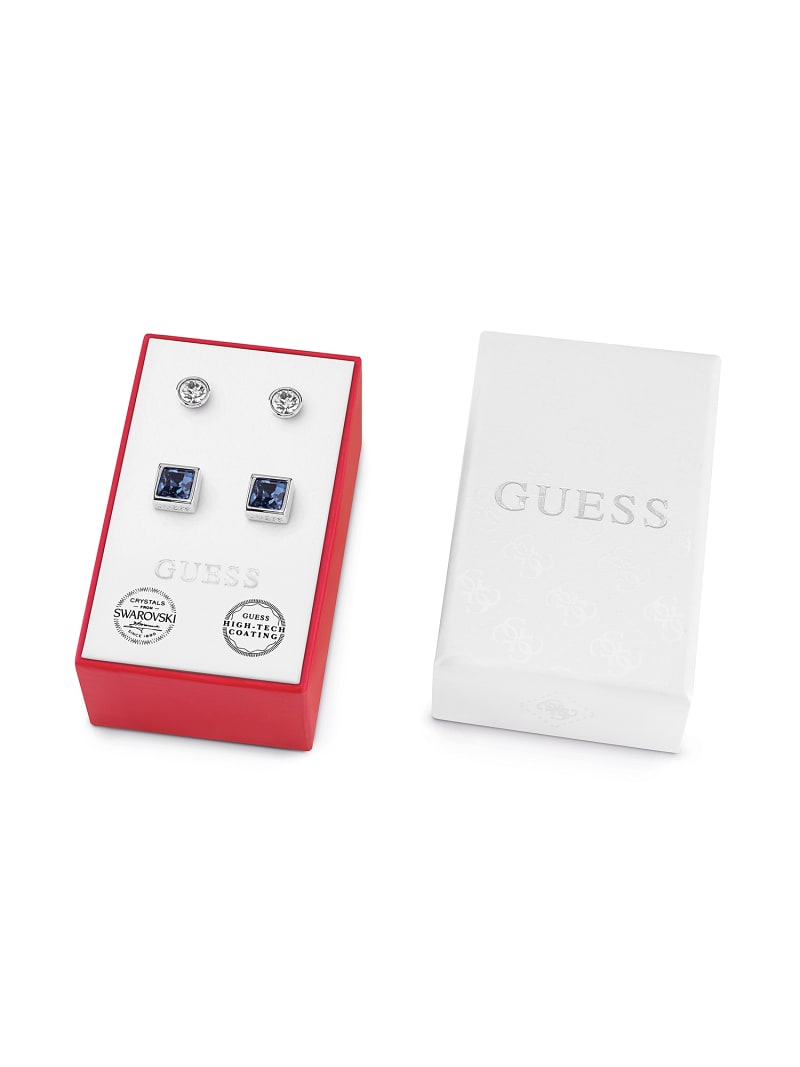 Schmuckset Weisse Runde Ohrringe Und Dunkelblau Quadratische Ohrringe Guess Offizieller Online Shop