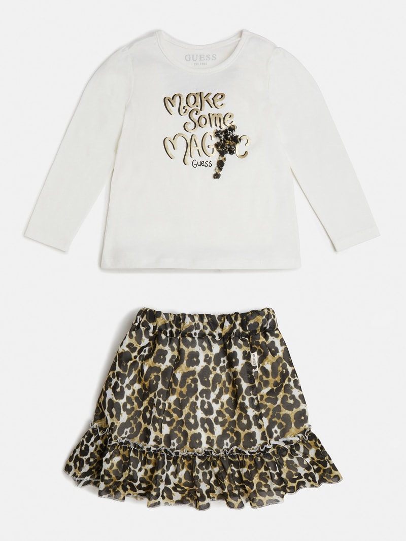 Animalier print t-shirt and skirt set