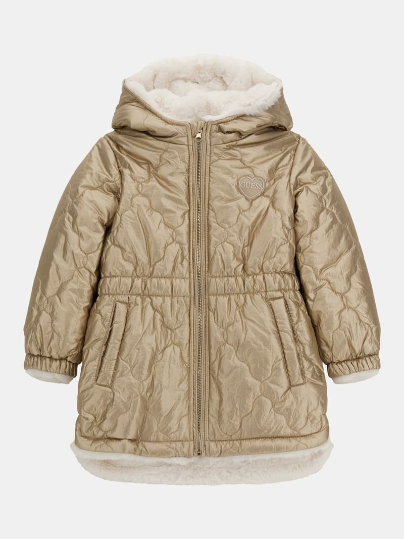 Guess long faux fur padded jacket hot sale