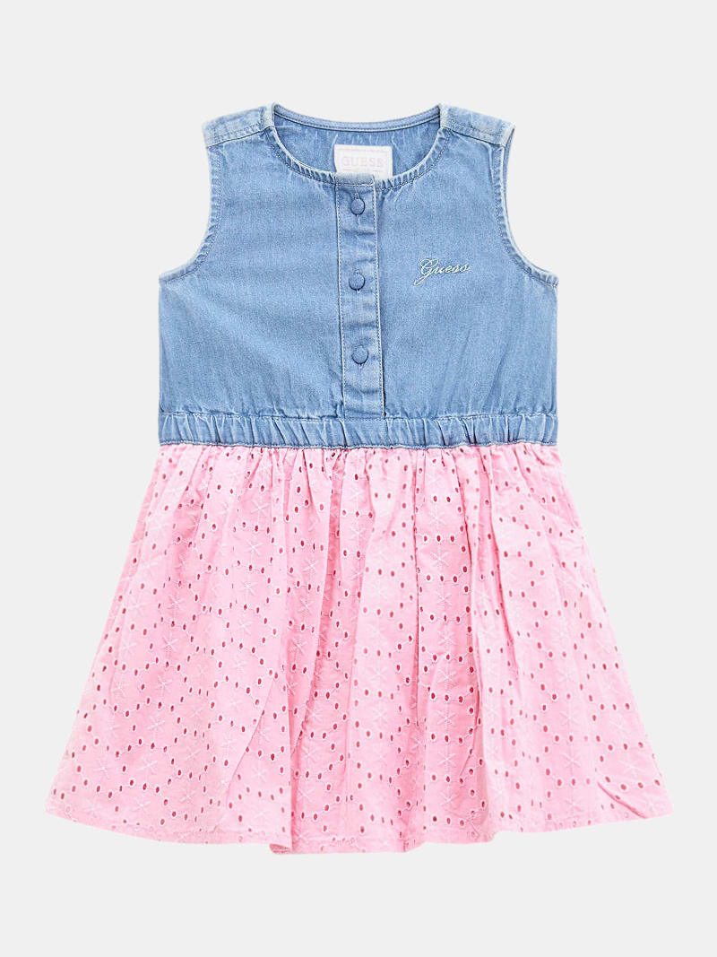 GUESS Abito in jeans e tessuto traforato