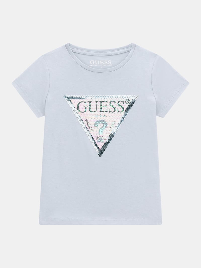 T-shirt logo triangulaire sequins frontal