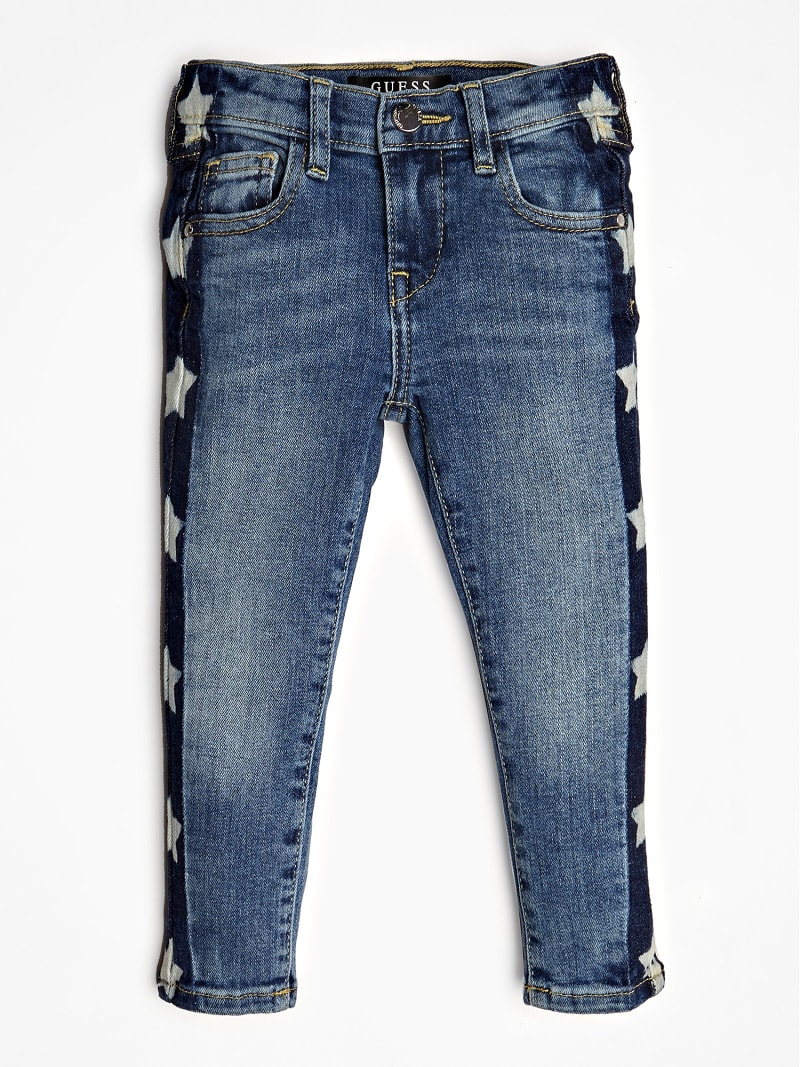 star print denim jeans