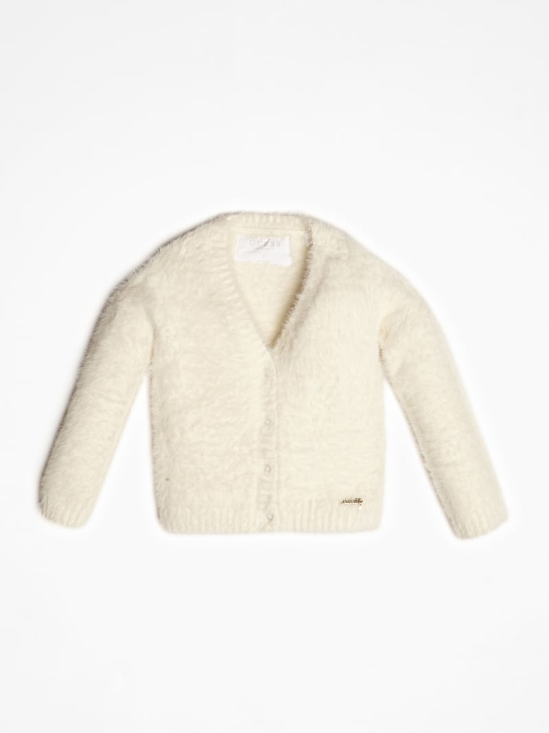 white faux fur cardigan