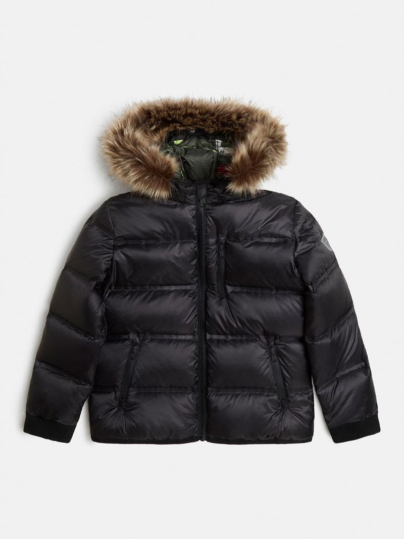 Faux fur hooded puffer