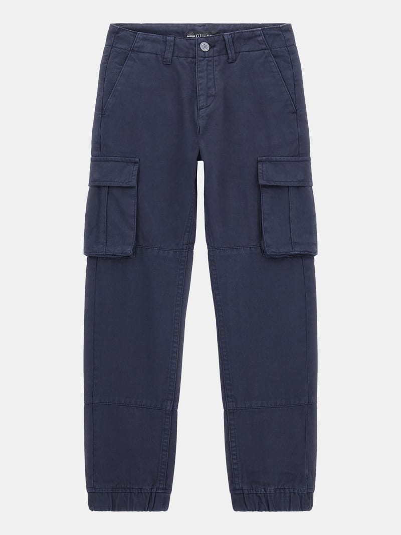 Boys' blue canvas cargo trousers