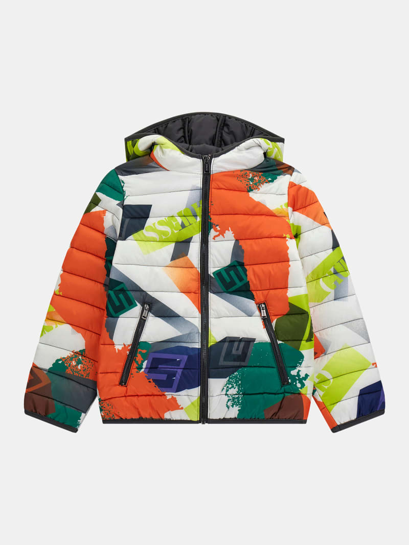 Casaco puffer com estampado all over