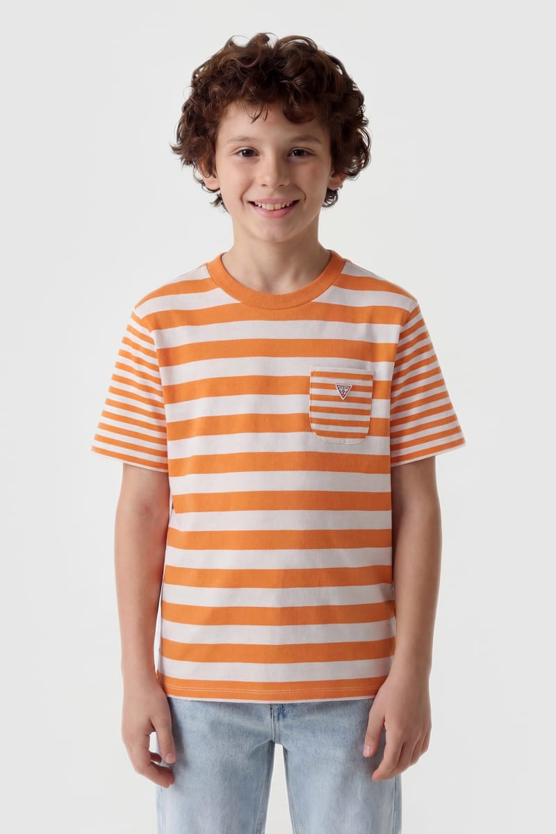 T-shirt Garçon Marks And Spencer - Rayures Orange - 7-8 Ans - Neuf Sans étiquette