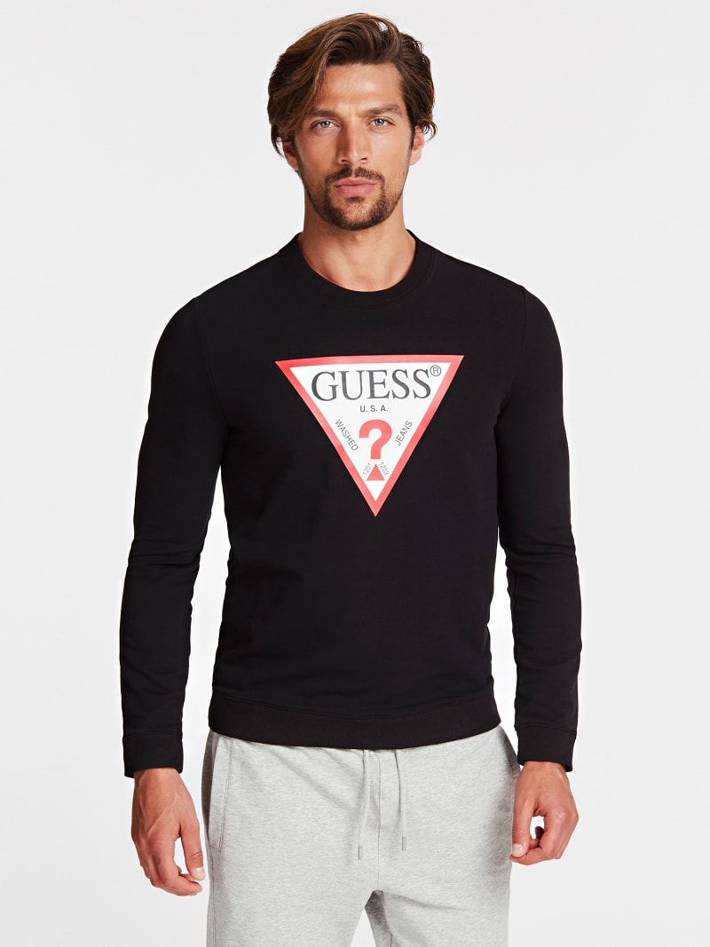 Guess triangle logo sweatshirt on sale
