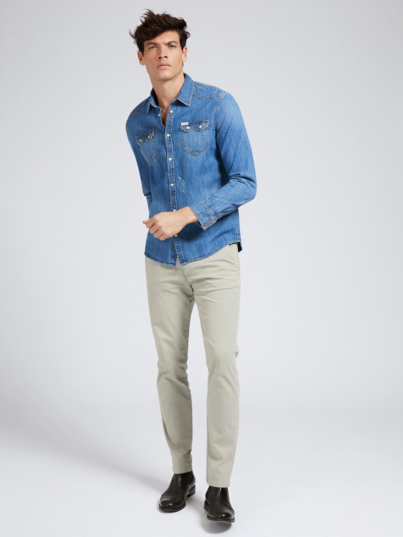 guess slim fit denim shirt