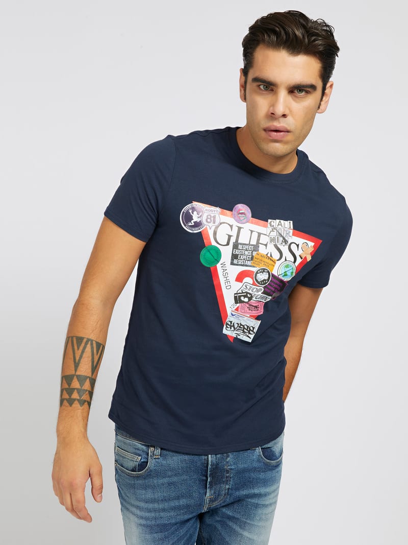 COTTON TRIANGLE LOGO T-SHIRT | Guess Official Online Store