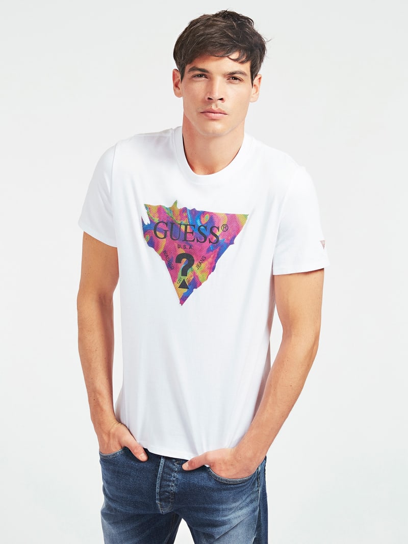 guess white logo t shirt