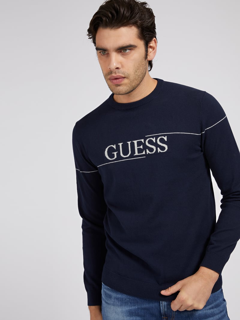 ДЖЕМПЕР ЖАККАРДОВЫЙ ЛОГОТИП СПЕРЕДИ | GUESS® Outlet