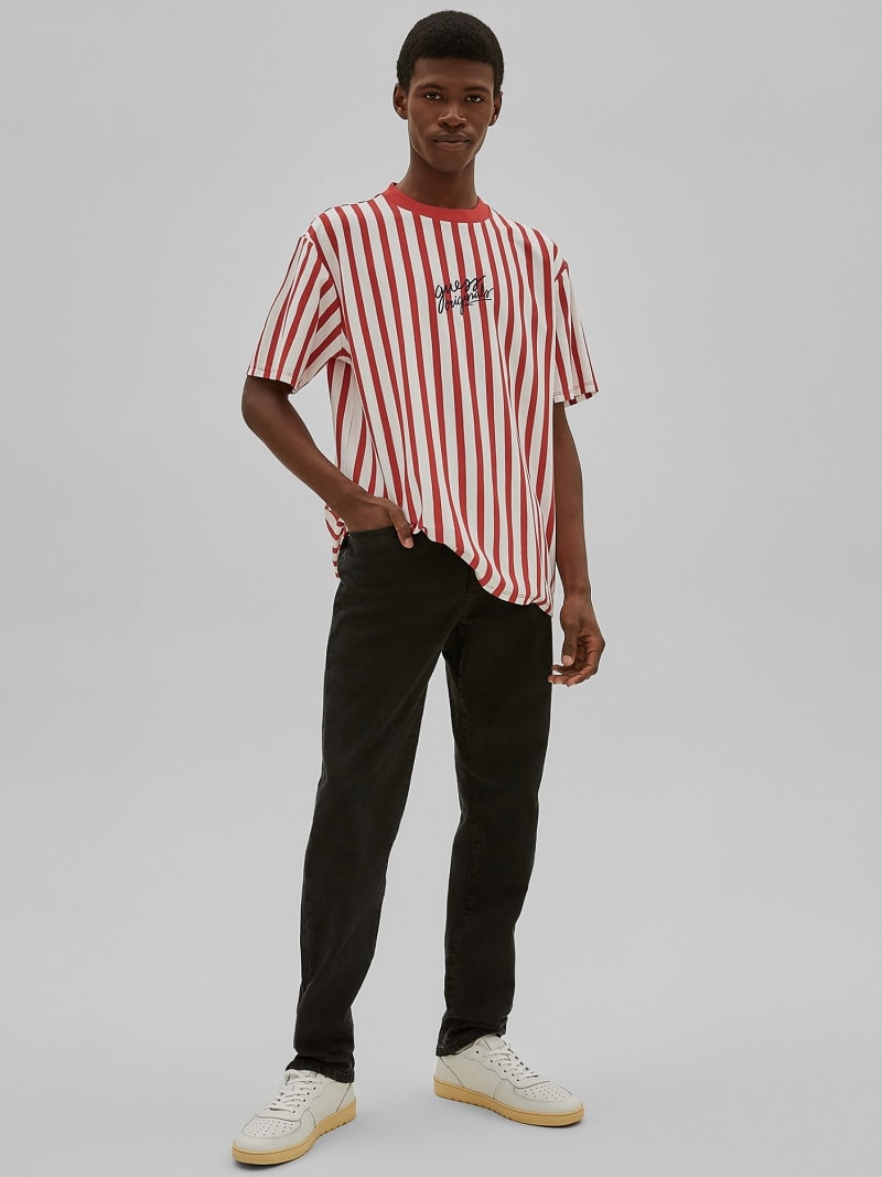 Guess red sale striped tee