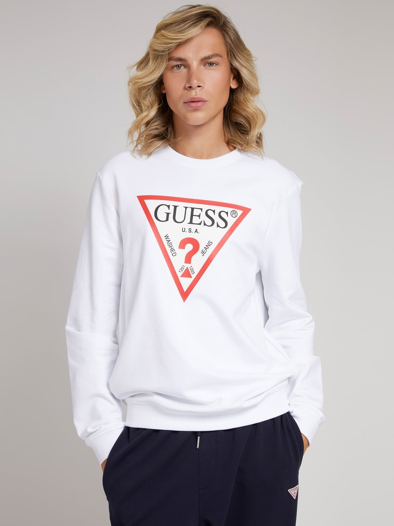 Треугольная кофта. Толстовка треугольной формы. Guess Sweatshirt. Как называется кофта треугольной формы. Guess logo Front Sweater White.