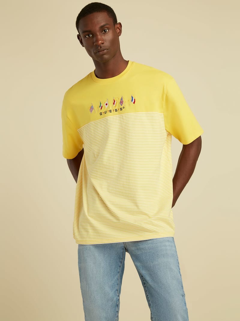 Yellow and white guess shirt 2025