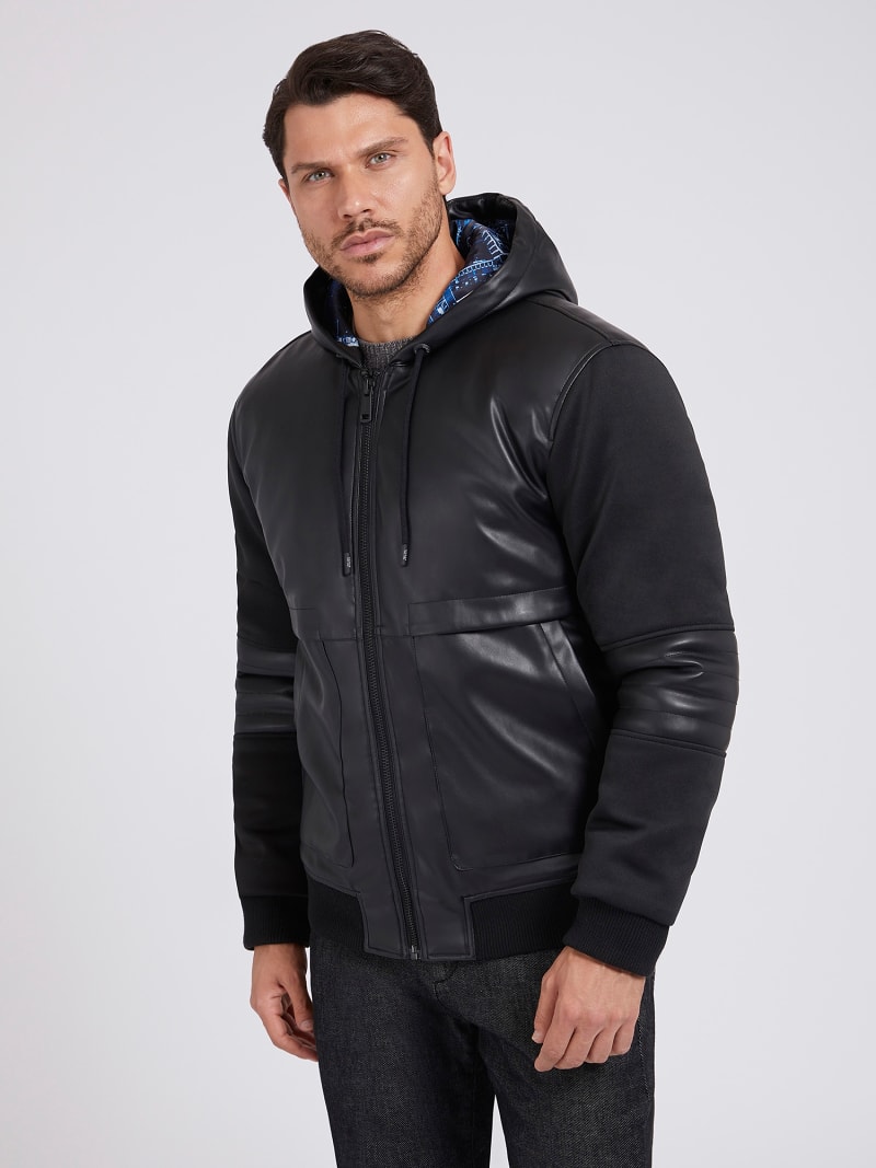 GUESS Back logo faux leather bomber