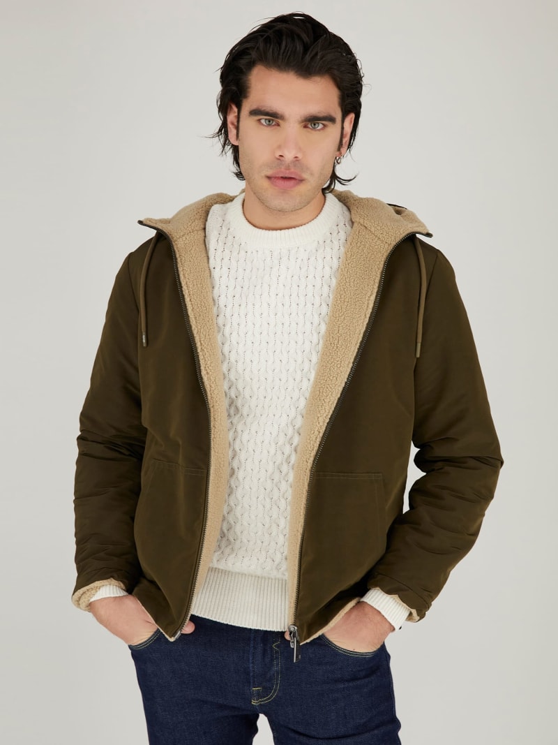 Guess reversible jacket with faux fur clearance