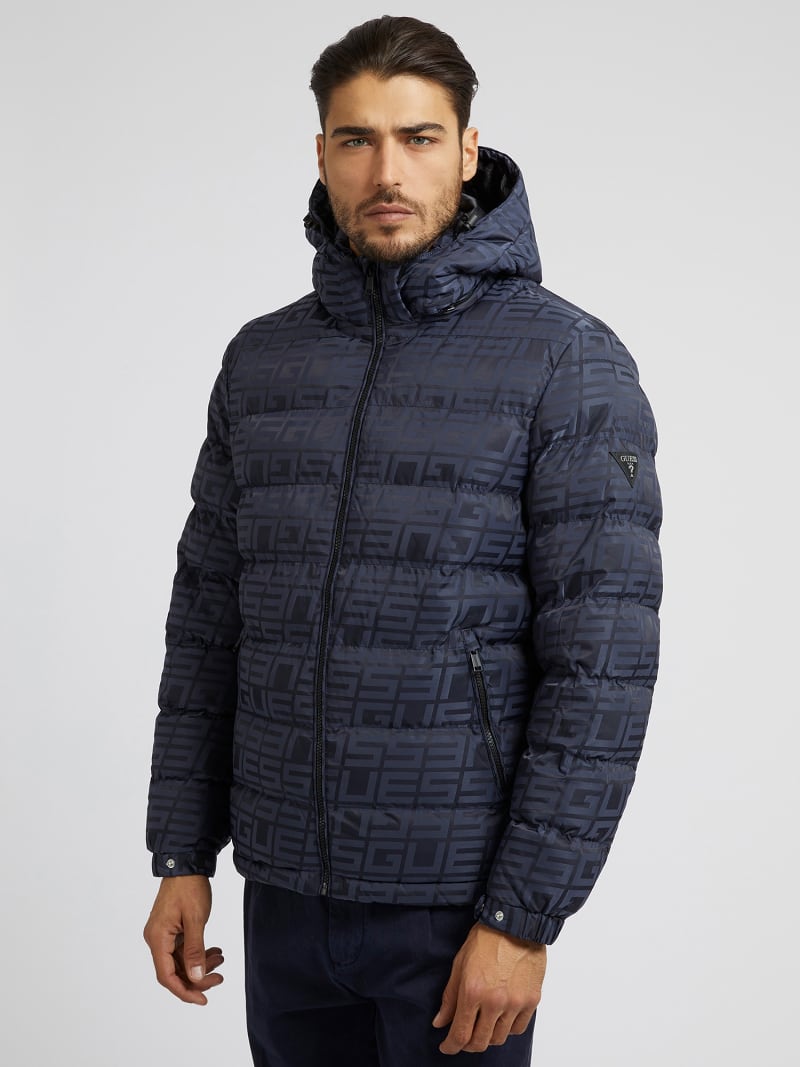 GUESS All over logo puffer