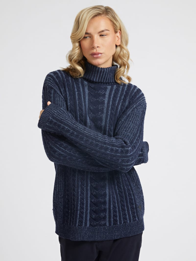 Maglione misto lana a trecce
