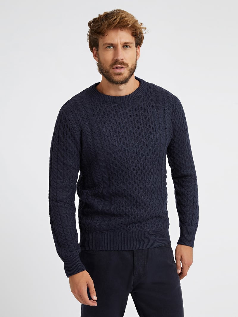 Maglione misto lana a trecce