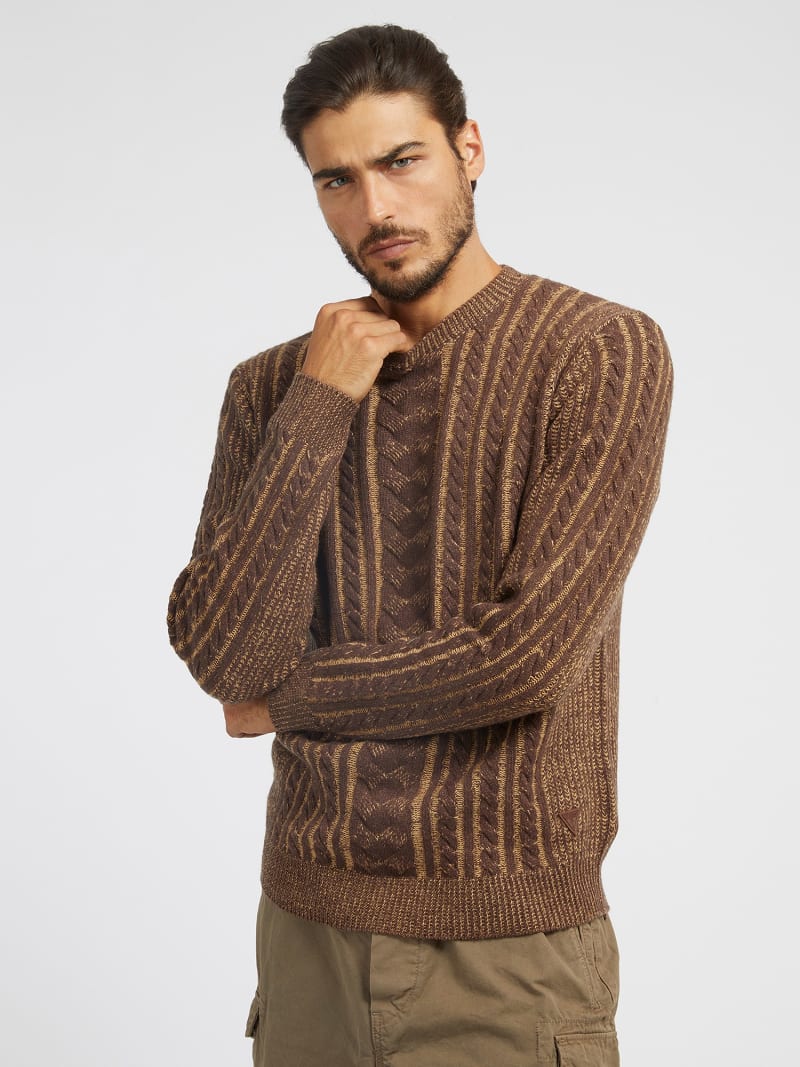 GUESS® Wool blend cable knit sweater