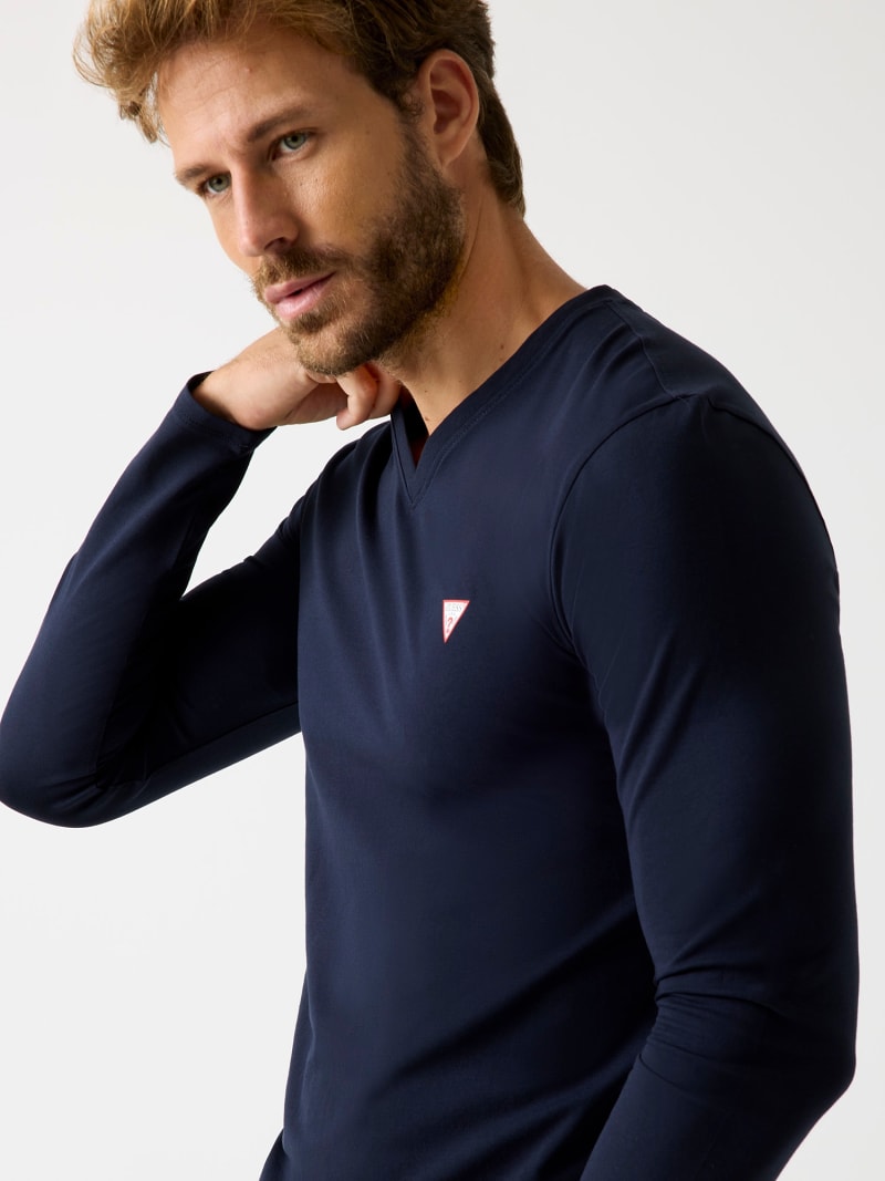 T-shirt mezza manica Guess nera in cotone stretch con stampa logo al petto | Pellizzari