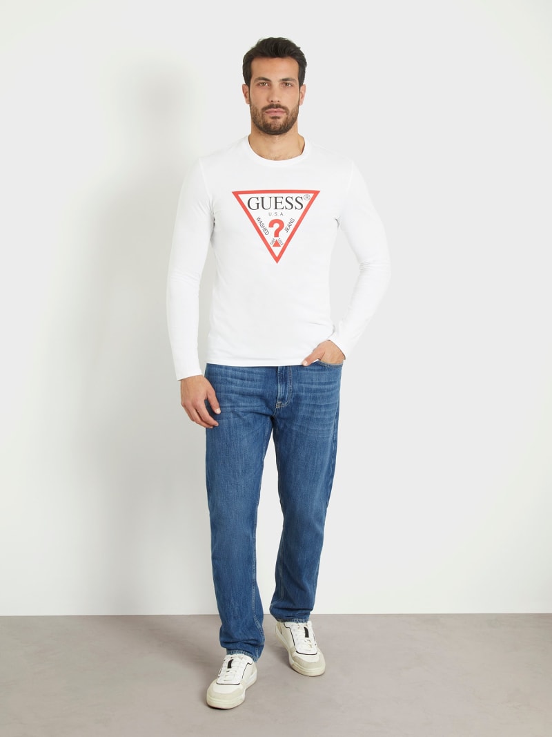 GUESS Maglietta Maniche Lunghe Uomo M2YI28 J1311 | Misto Cotone Slim Fit Con Logo Triangolo