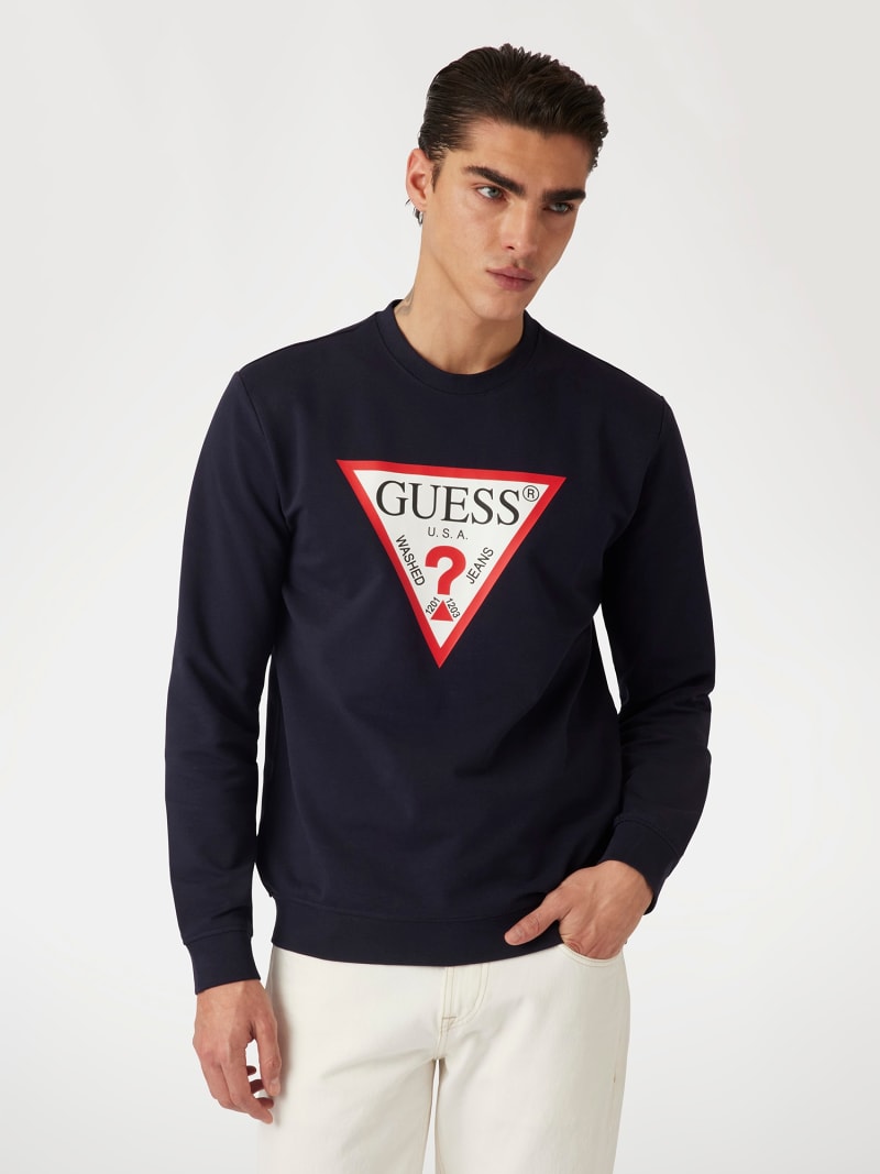 Guess triangle logo sweatshirt deals