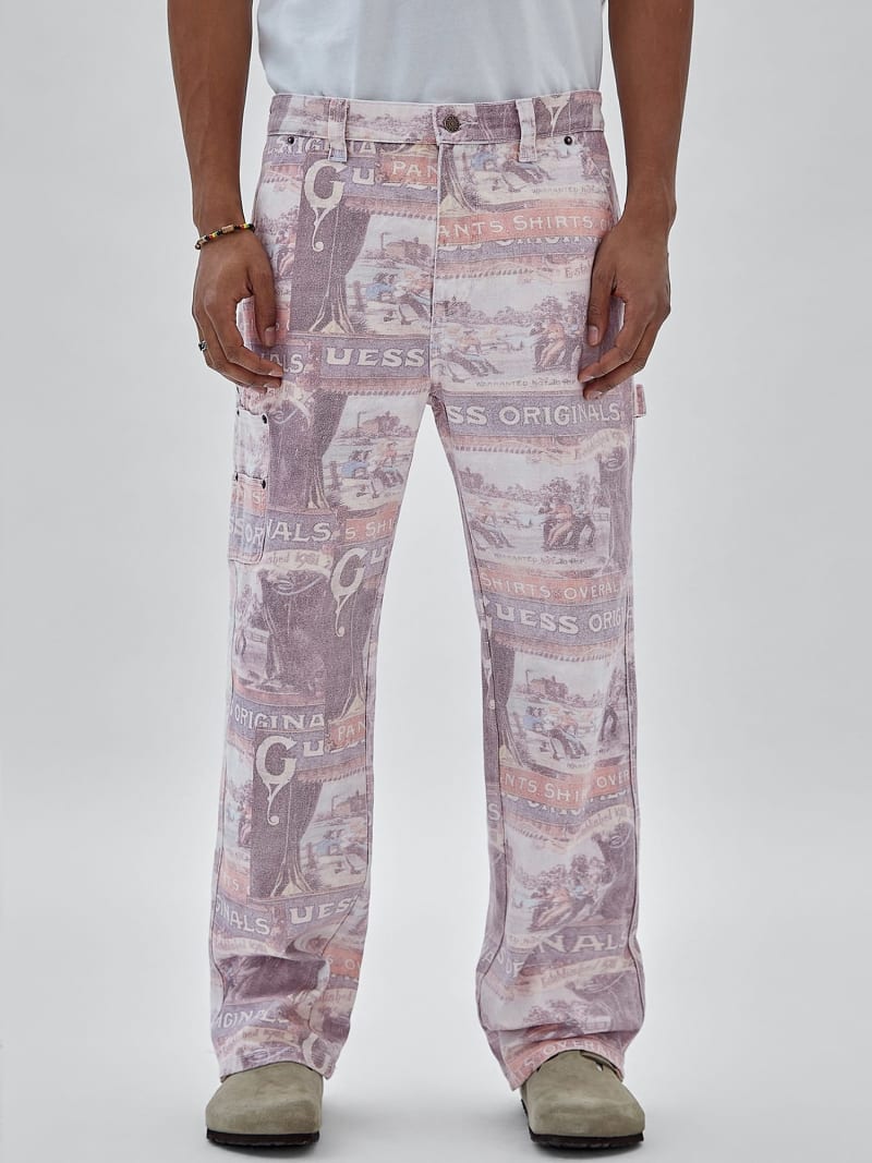 All over print carpenter denim pant