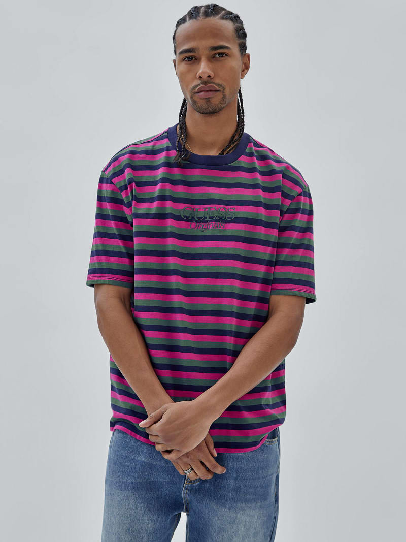 Guess multicolor striped tee hot sale