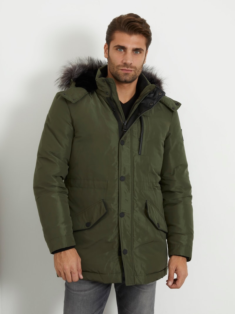 Guess green parka new arrivals